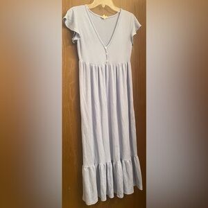 See You Monday Brand | Blue Ribbed Shortsleeve Maxi Dress Sz-S